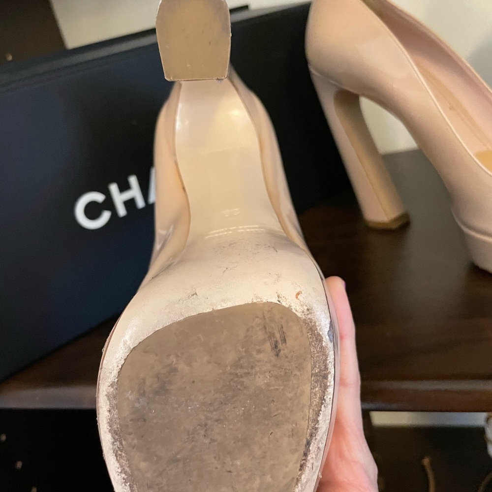 Miu Miu Leather Peep Toe Platform Open Toed Heels… - image 4